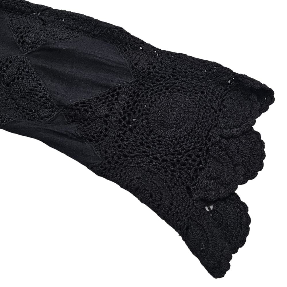Free People Top Womens Size XS Black Crochet Lace Cut Out Bell Sleeve Whimsigoth - Picture 4 of 14